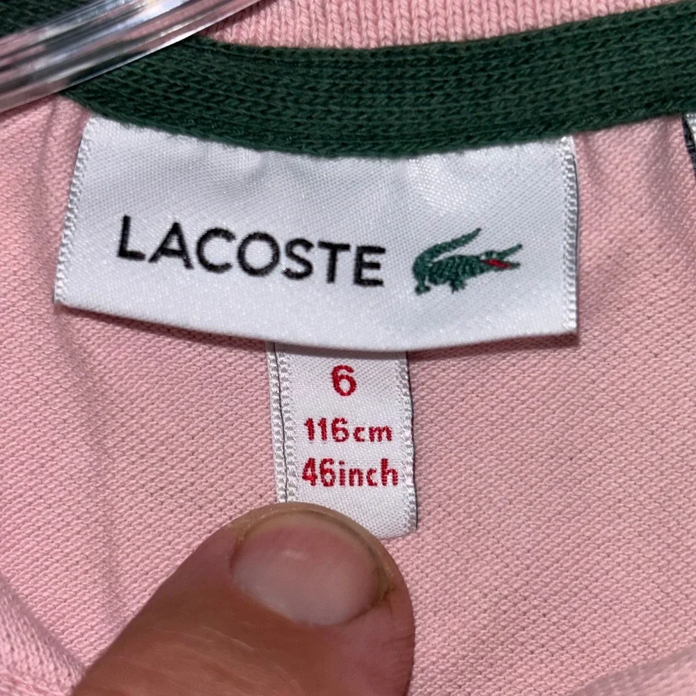 Lacoste Kids Pink Sleeveless Pique Polo Dress Sz 6 Crocodile Logo Sporty Preppy